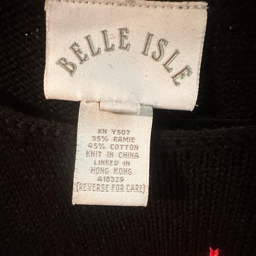Belle Isle Black Sweater with floral design
